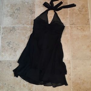 SALE! Donna Ricco SILK Black Halter Dress 6P
